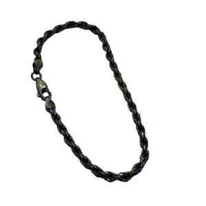 7.25" Solid Sterling Silver Vintage Chain Bracelet - Signed w/ a Star